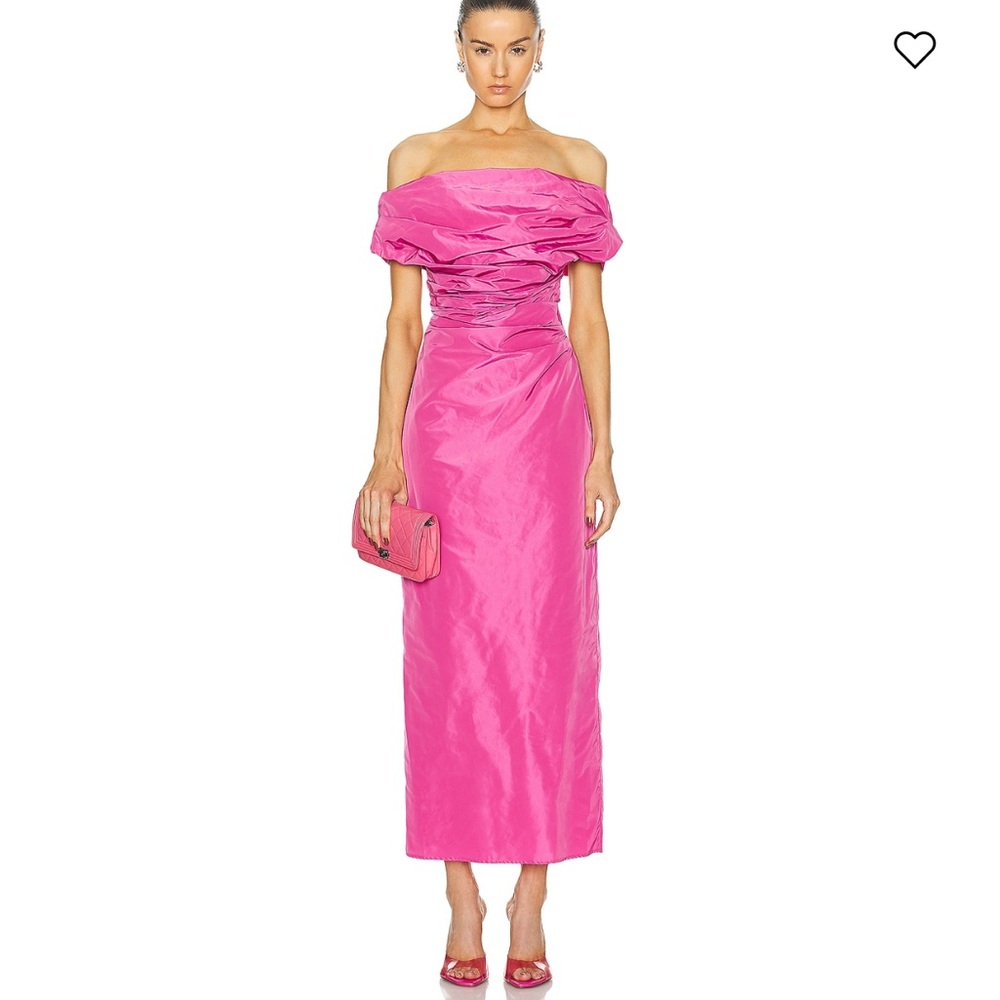 NWT STAUD Pink Off-Shoulder Midi Dress